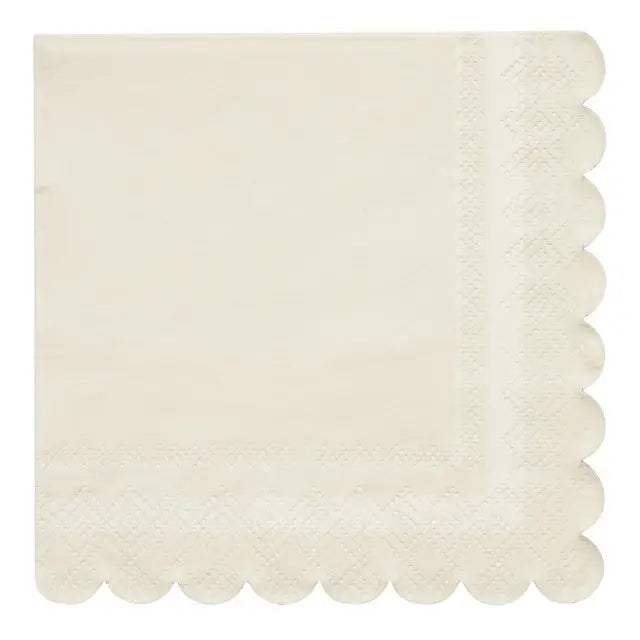 Cocktail Napkin Scalloped Edge Cream 20/pkg