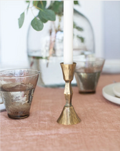 Low Diamond Hand-Forged Iron Candle Stand, Brass