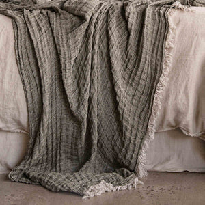 Hale Mercantile Crush Linen Throw Blanket   63x83