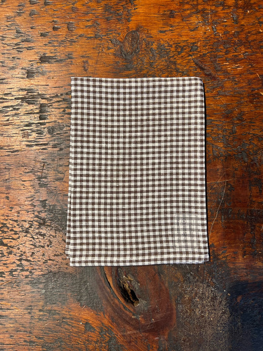 Fog Linen Kitchen Cloth - Brown and White Mini Check