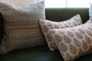 Marigold Mustard Print Linen Pillow 14x20