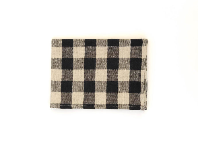 Fog Linen-Thick Linen Kitchen Cloth - Black + Natural Check