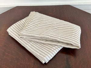 Linen Chambray Throw - White Natural Stripe