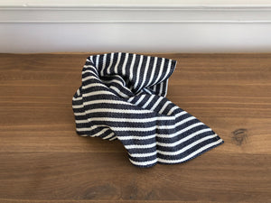 Thick Linen Kitchen Cloth - White + Navy Stripe