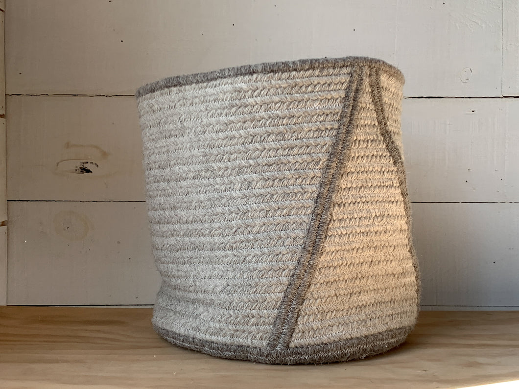 Point Natural Wool Light & Dark Grey Basket