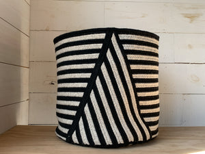 Point Striped Basket - Black and Grey
