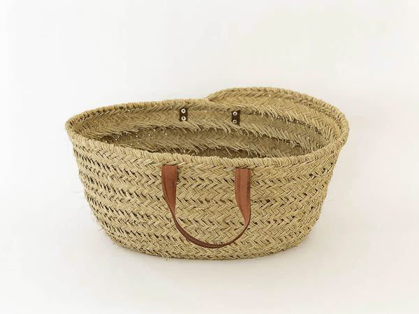 Medina Mercantile - Woven Grass Basket with Leather Handles
